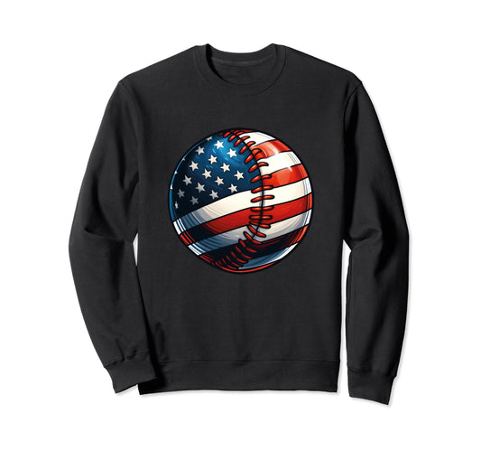 Baseball American Flag 4Th July Love Sweatshirt - Trendy Graphic Unisex - T-Shirt, Sweatshirt, Hoodie