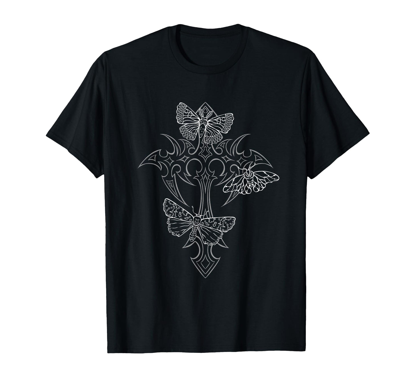 Gothic Cross Moth Grunge Aesthetic T-Shirt - Custom Art Print Men Women - T-Shirt, Sweatshirt, Hoodie