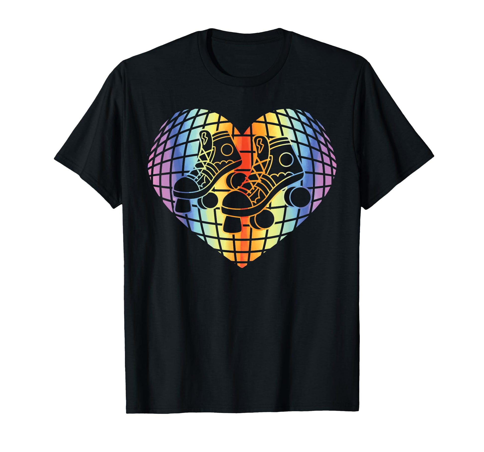 Roller Skating Skate 1970S Disco Ball Heart T-Shirt - Trendy Graphic Unisex - T-Shirt, Sweatshirt, Hoodie