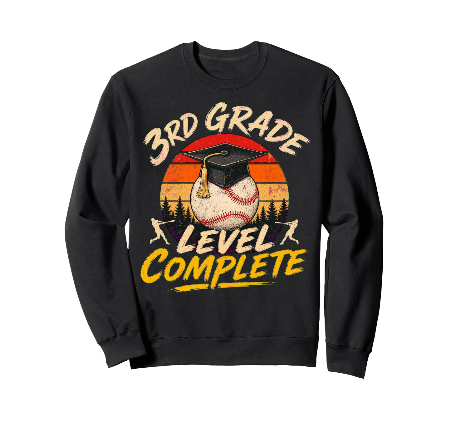 Baseball Graduation Cap Sunset Sweatshirt - Unique Graphic Unisex - T-Shirt, Sweatshirt, Hoodie