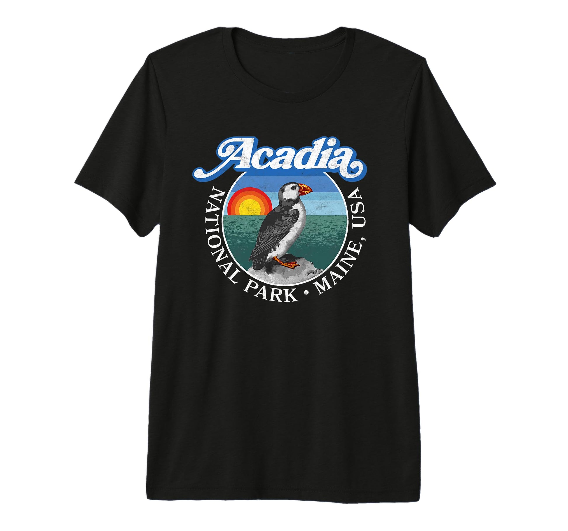 Acadia National Park Maine Puffin Tri T-Shirt - Trendy Graphic for Adults - T-Shirt, Sweatshirt, Hoodie