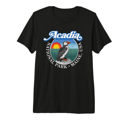 Acadia National Park Maine Puffin Tri T-Shirt - Trendy Graphic for Adults - T-Shirt, Sweatshirt, Hoodie