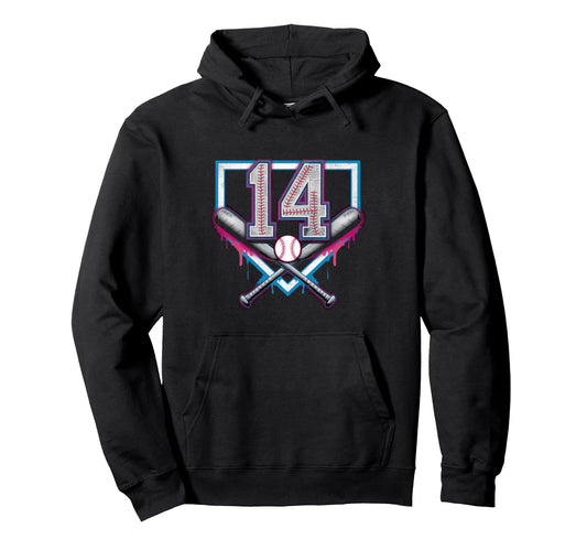 14Th Birthday Baseball Home Ice Cream Hoodie - Aesthetic Graphic Unisex - T-Shirt, Sweatshirt, Hoodie
