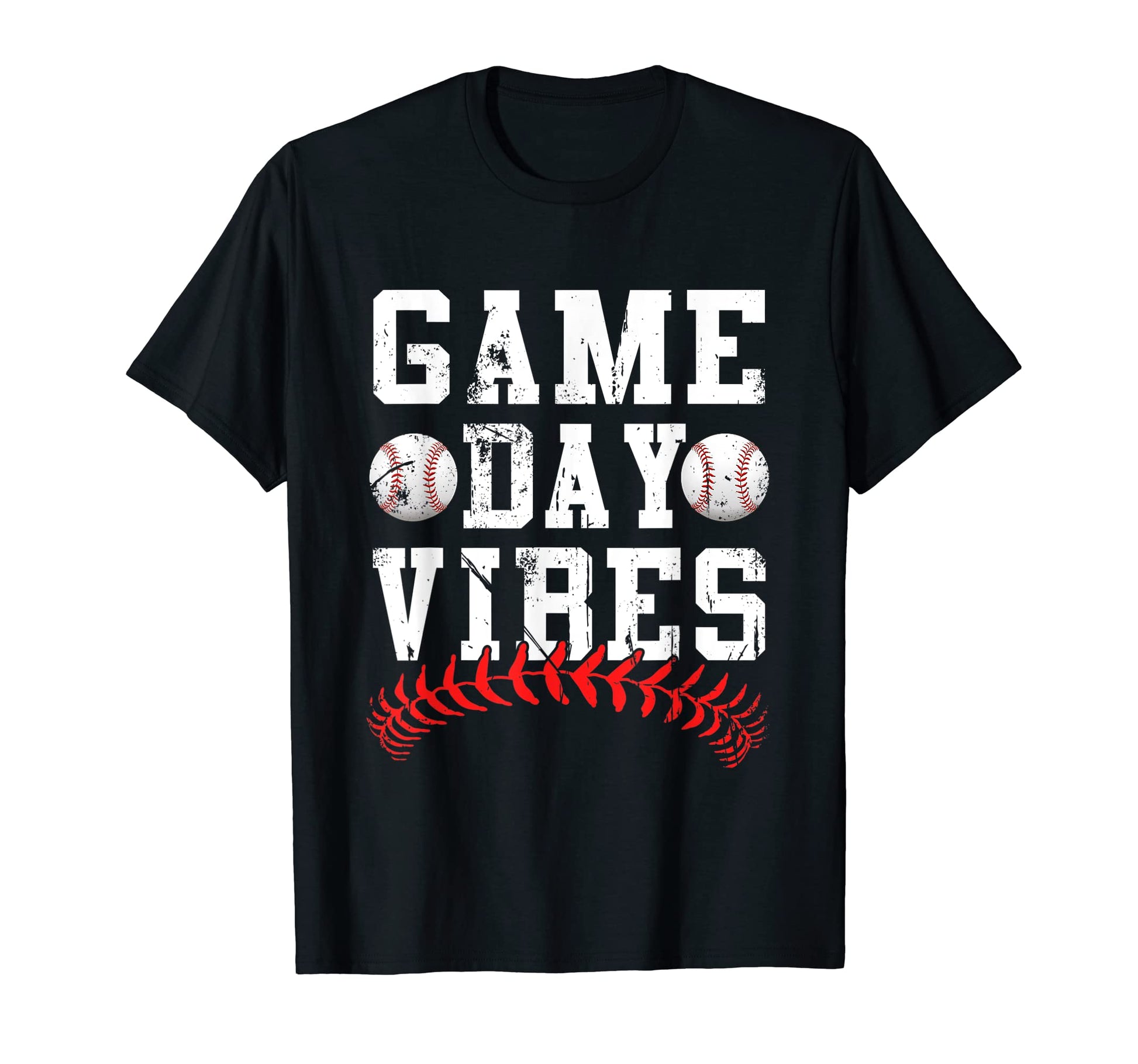 Game Day Vibes Distressed Baseball T-Shirt - Custom Art Print Unisex - T-Shirt, Sweatshirt, Hoodie