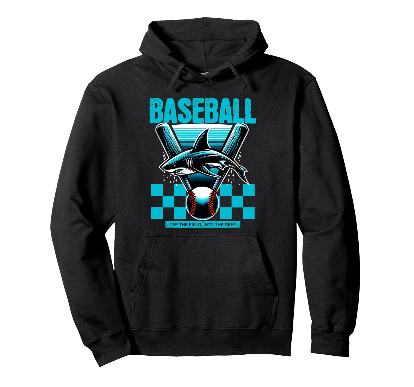 Baseball Shark Off Field Into Deep Hoodie - Streetwear Style Men Women - T-Shirt, Sweatshirt, Hoodie