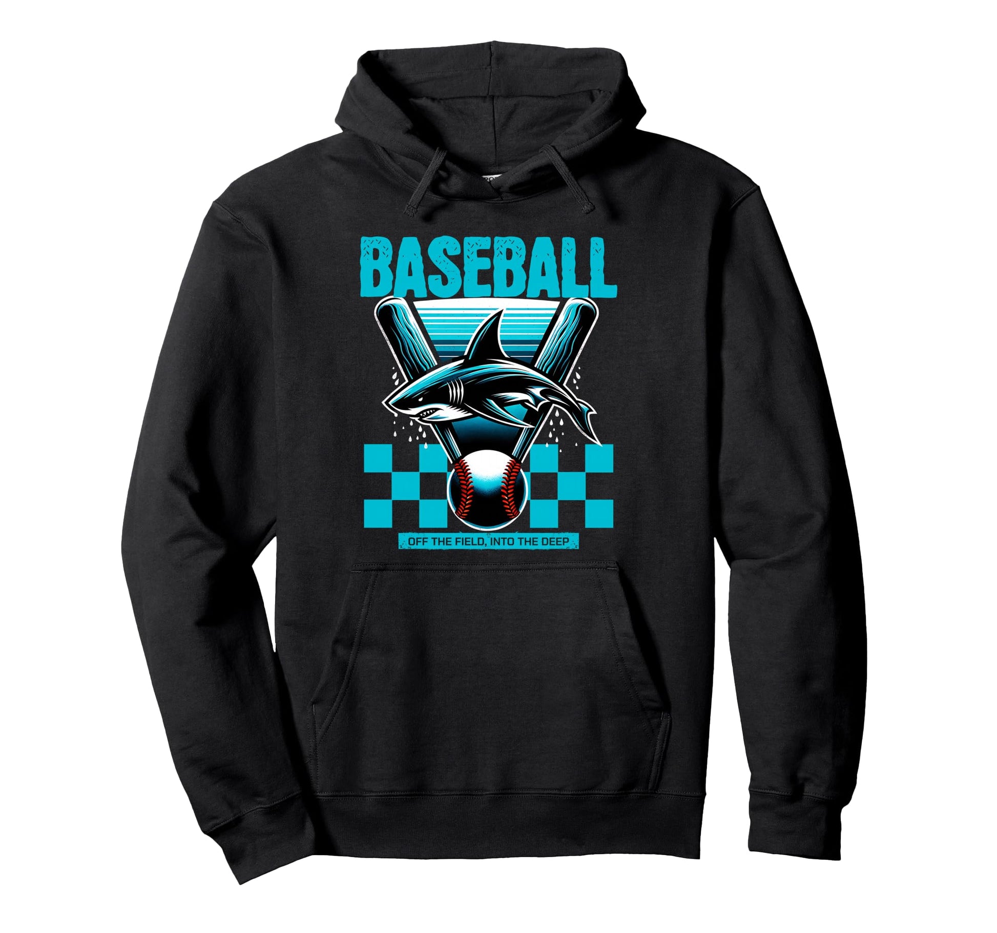 Baseball Shark Off Field Into Deep Hoodie - Streetwear Style Men Women - T-Shirt, Sweatshirt, Hoodie