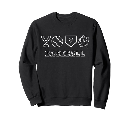 Baseball Crossed Bats Sweatshirt - Novelty Apparel for Adults - T-Shirt, Sweatshirt, Hoodie