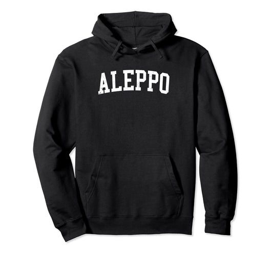Aleppo Syria Distressed White Varsity Hoodie - Streetwear Style Men Women - T-Shirt, Sweatshirt, Hoodie