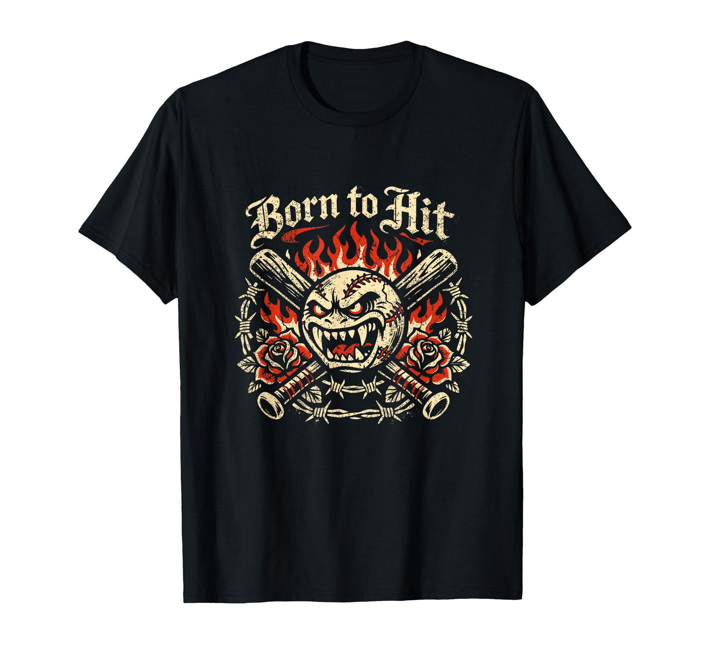 Baseball Born To Hit Flame T-Shirt - Unique Graphic Unisex - T-Shirt, Sweatshirt, Hoodie