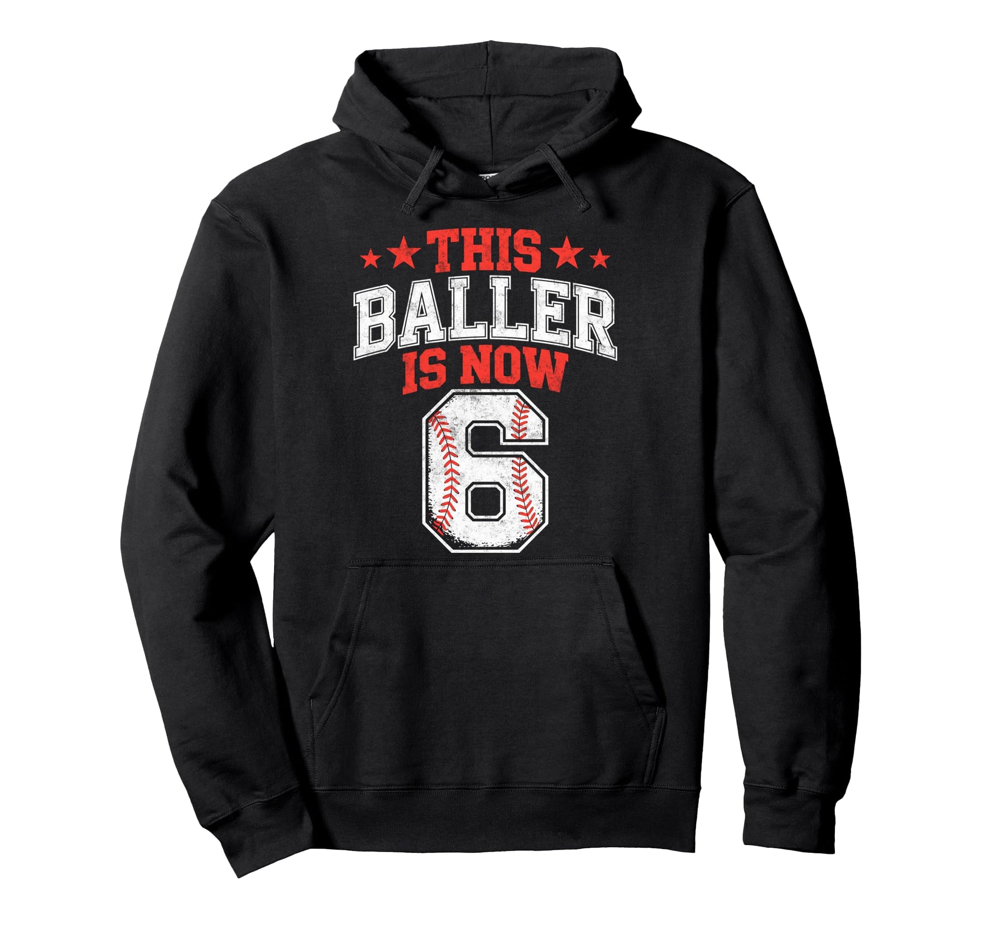 This Baller Is Now 6 Year Baseball Hoodie - Casual Everyday Wear Unisex - T-Shirt, Sweatshirt, Hoodie
