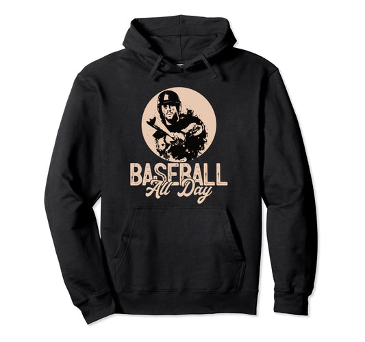 Baseball All Day Modern Athletics Hoodie - Minimalist Print for Adults - T-Shirt, Sweatshirt, Hoodie