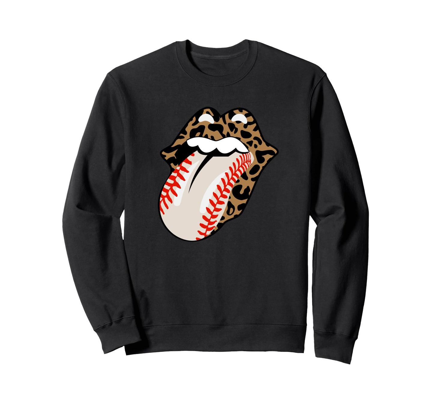 Leopard Tongue Baseball Seams Sweatshirt - Aesthetic Graphic for Adults - T-Shirt, Sweatshirt, Hoodie