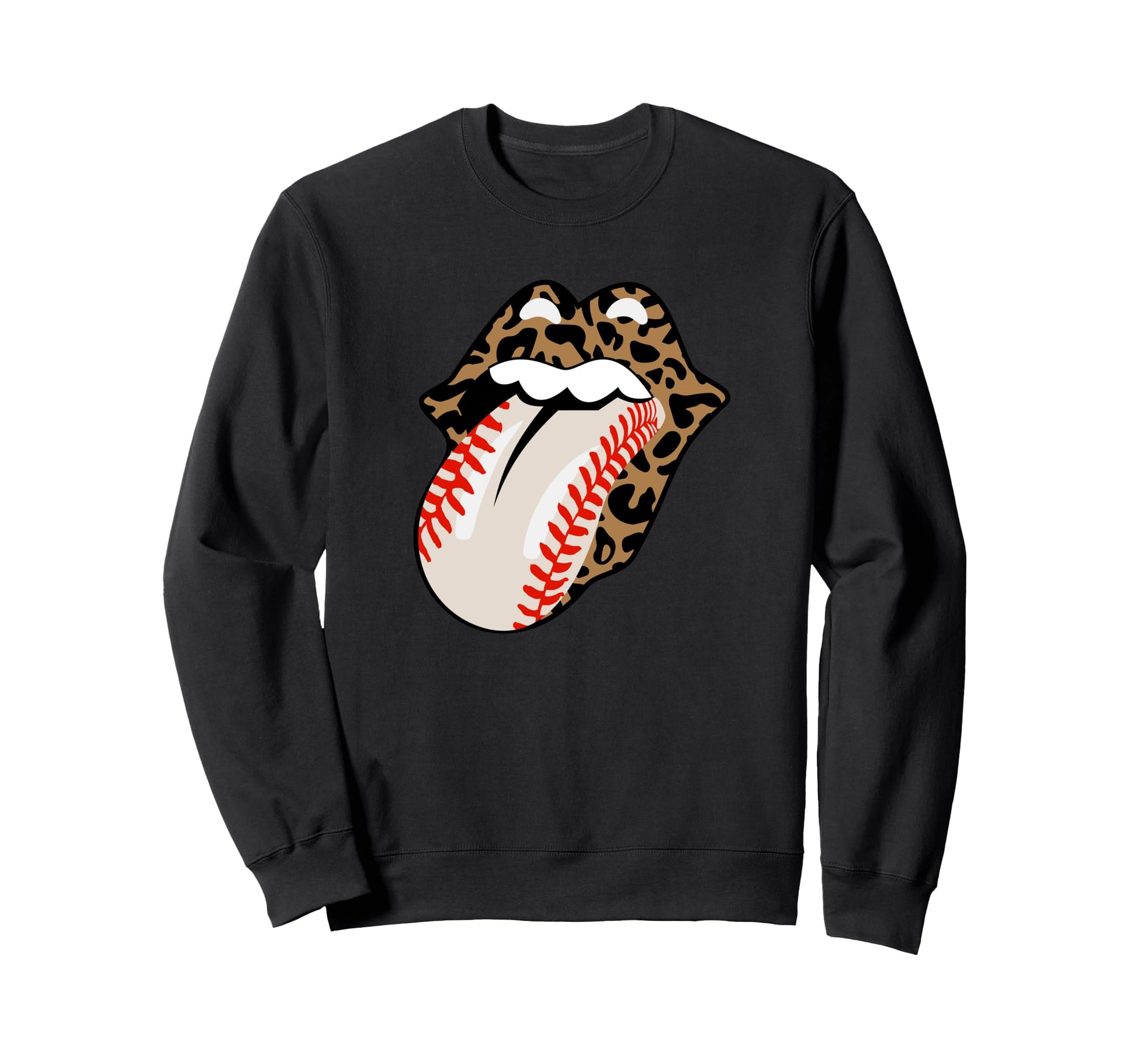 Leopard Tongue Baseball Seams Sweatshirt - Aesthetic Graphic for Adults - T-Shirt, Sweatshirt, Hoodie
