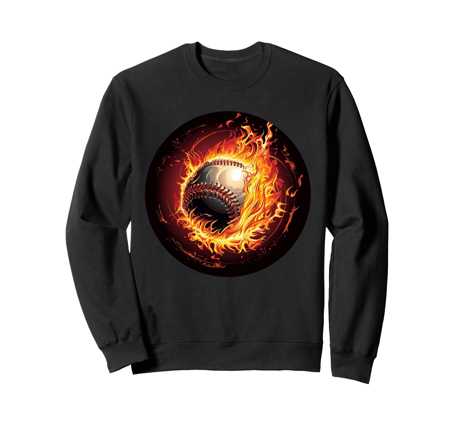 Hot Baseball Flames Meteorite Sweatshirt - Custom Art Print for Adults - T-Shirt, Sweatshirt, Hoodie