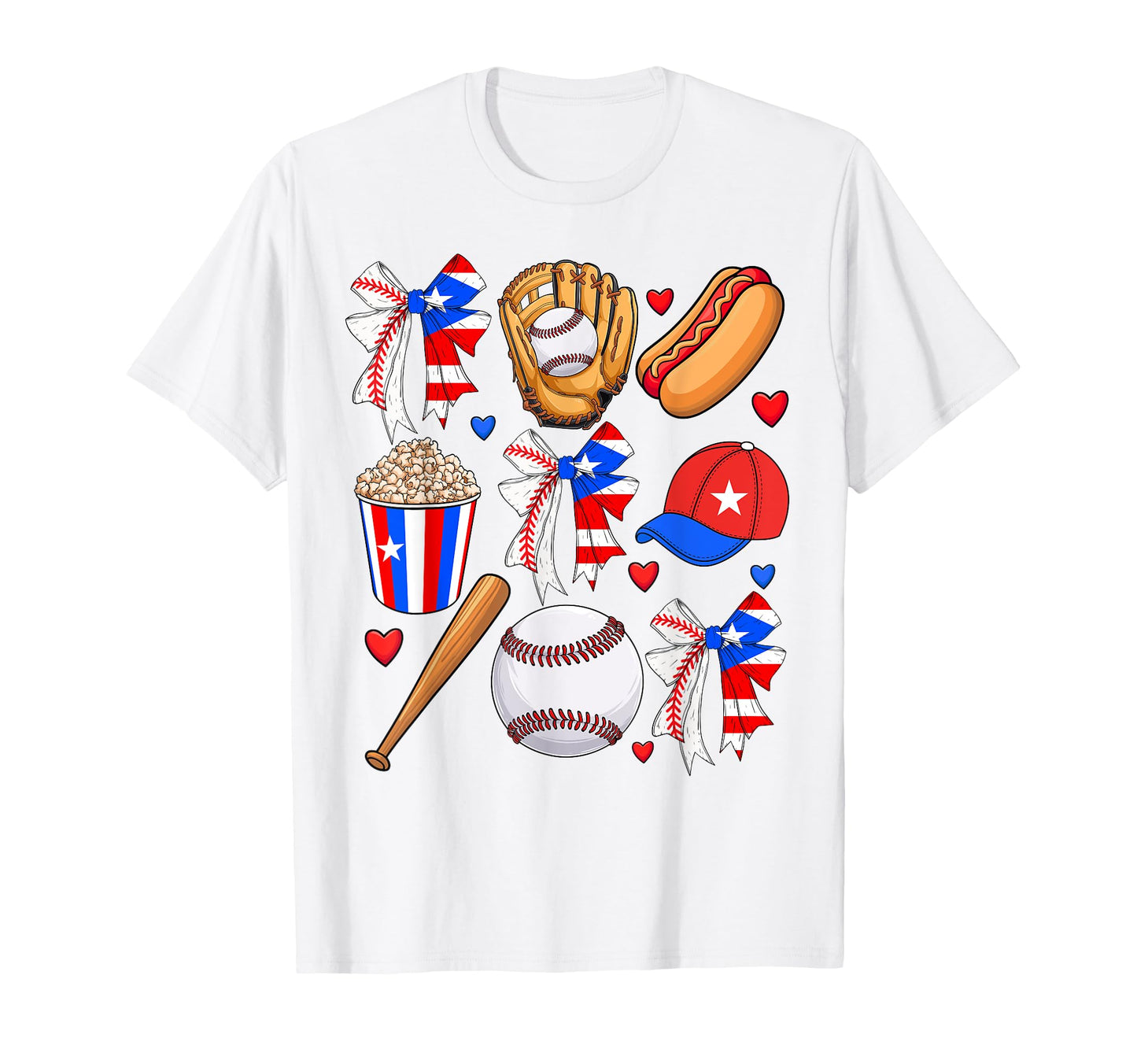 Puerto Rico Baseball Coquette Bow Boricua T-Shirt - Graphic Print Unisex - T-Shirt, Sweatshirt, Hoodie