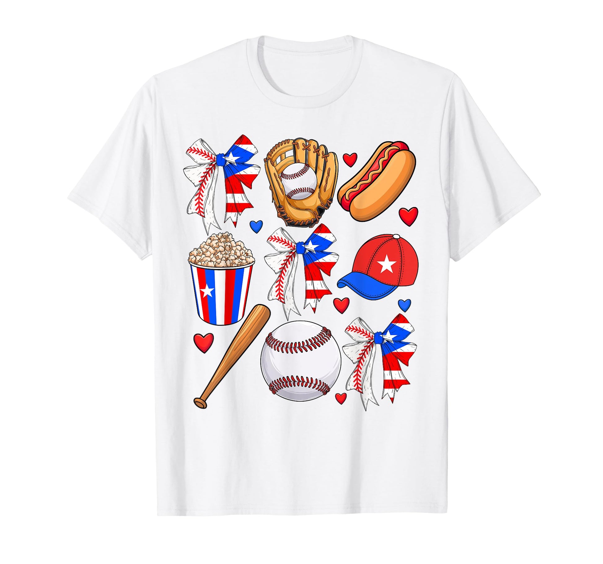 Puerto Rico Baseball Coquette Bow Boricua T-Shirt - Graphic Print Unisex - T-Shirt, Sweatshirt, Hoodie