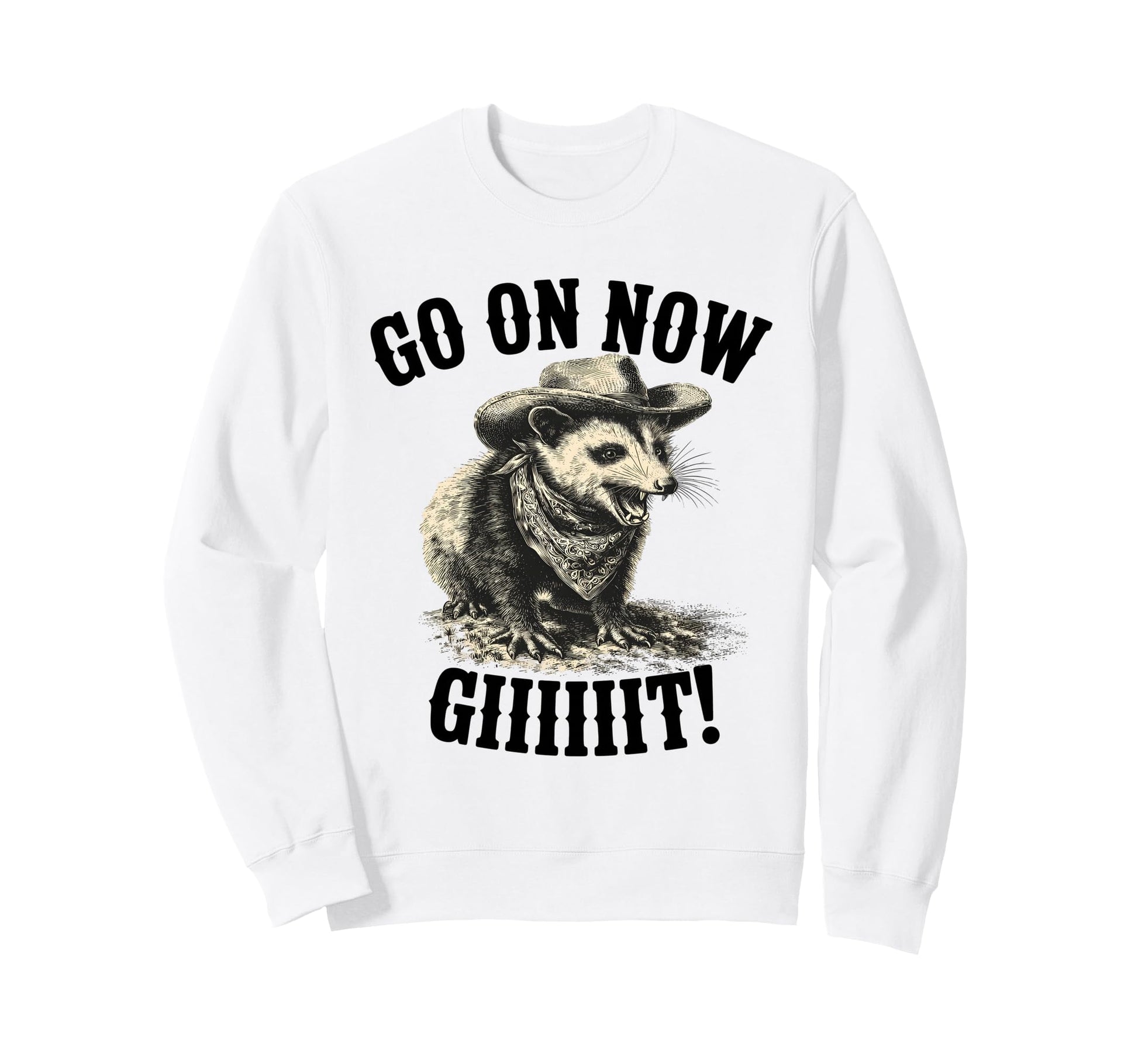 Go Now Git Western Country Possum Sweatshirt - Aesthetic Graphic Unisex - T-Shirt, Sweatshirt, Hoodie