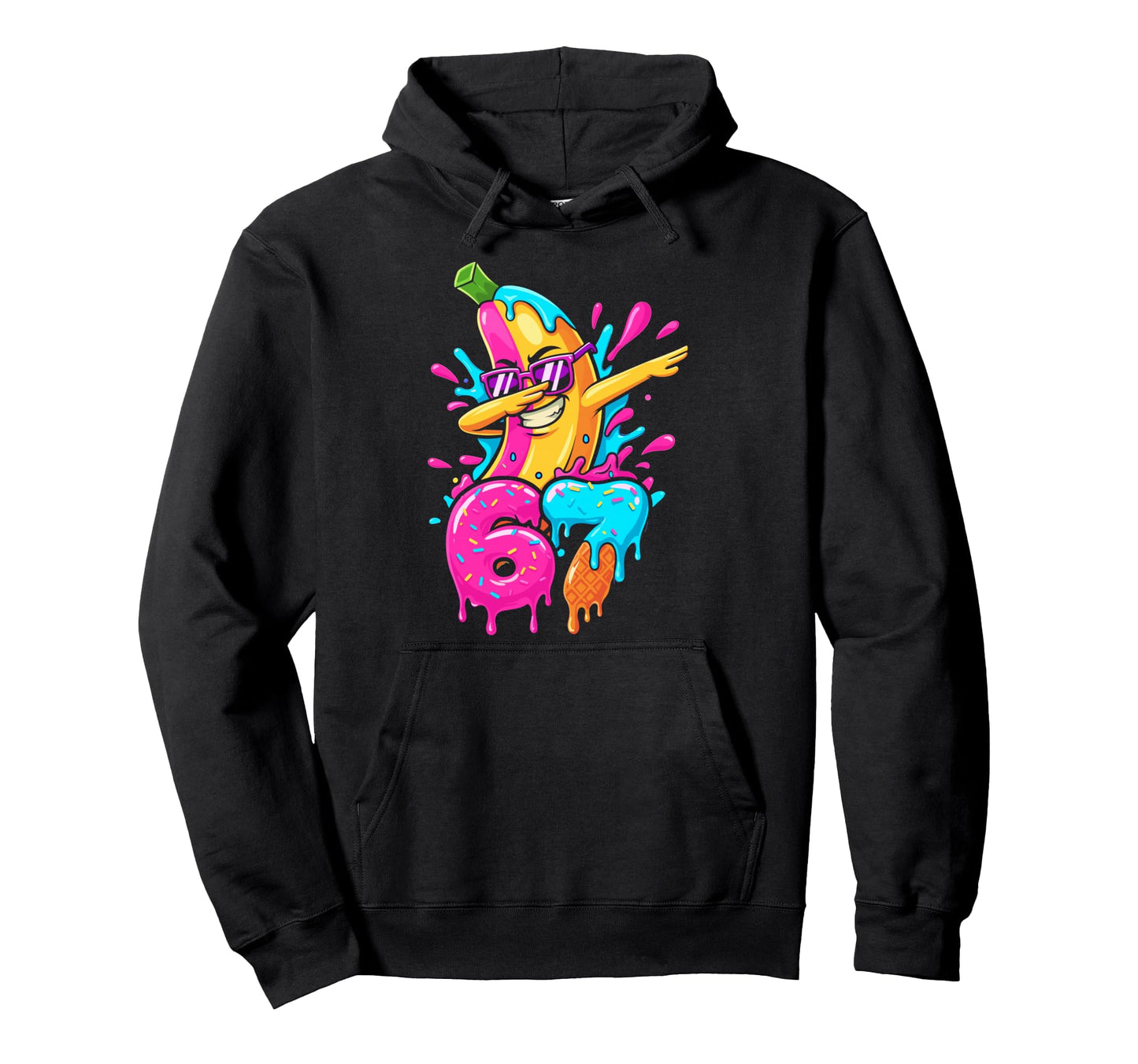 67 Funny Baseball Dabbing Banana 6 7 Hoodie - Unique Graphic Men Women - T-Shirt, Sweatshirt, Hoodie
