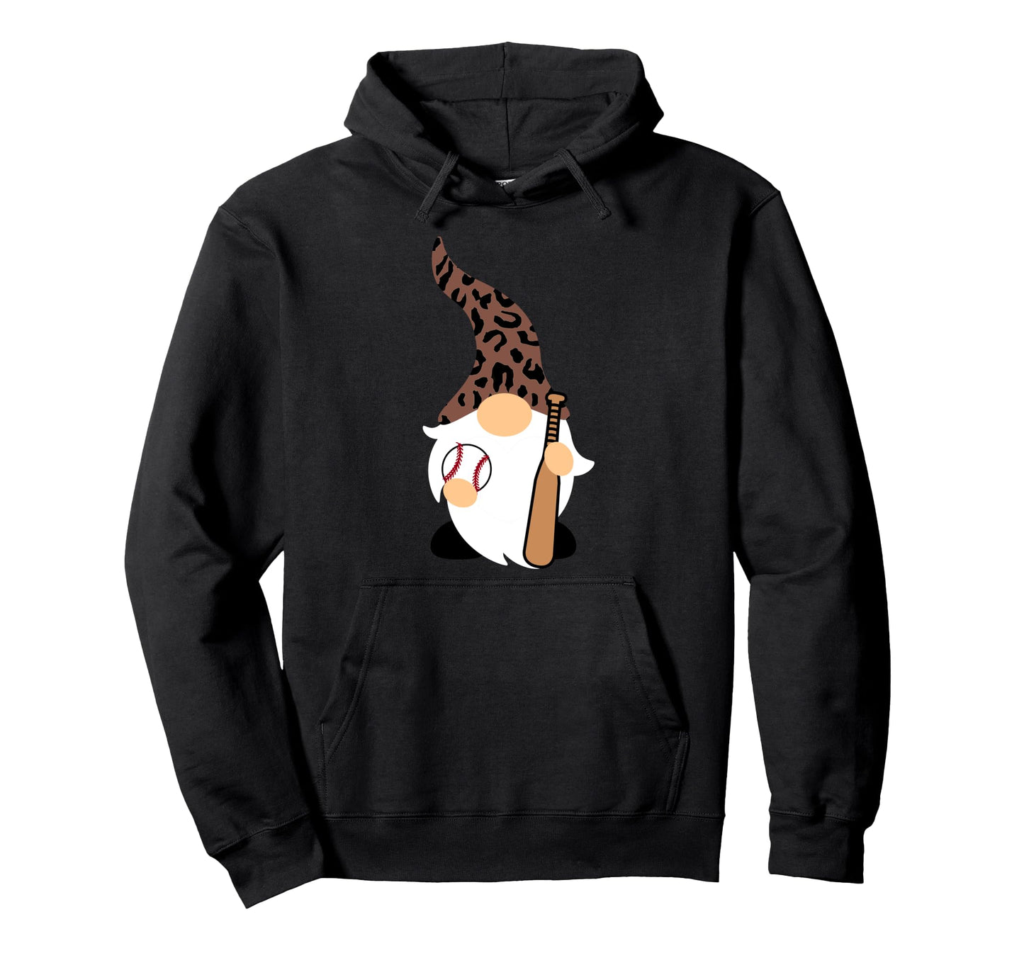 Leopard Baseball Gnome Hoodie - Unique Graphic for Adults - T-Shirt, Sweatshirt, Hoodie