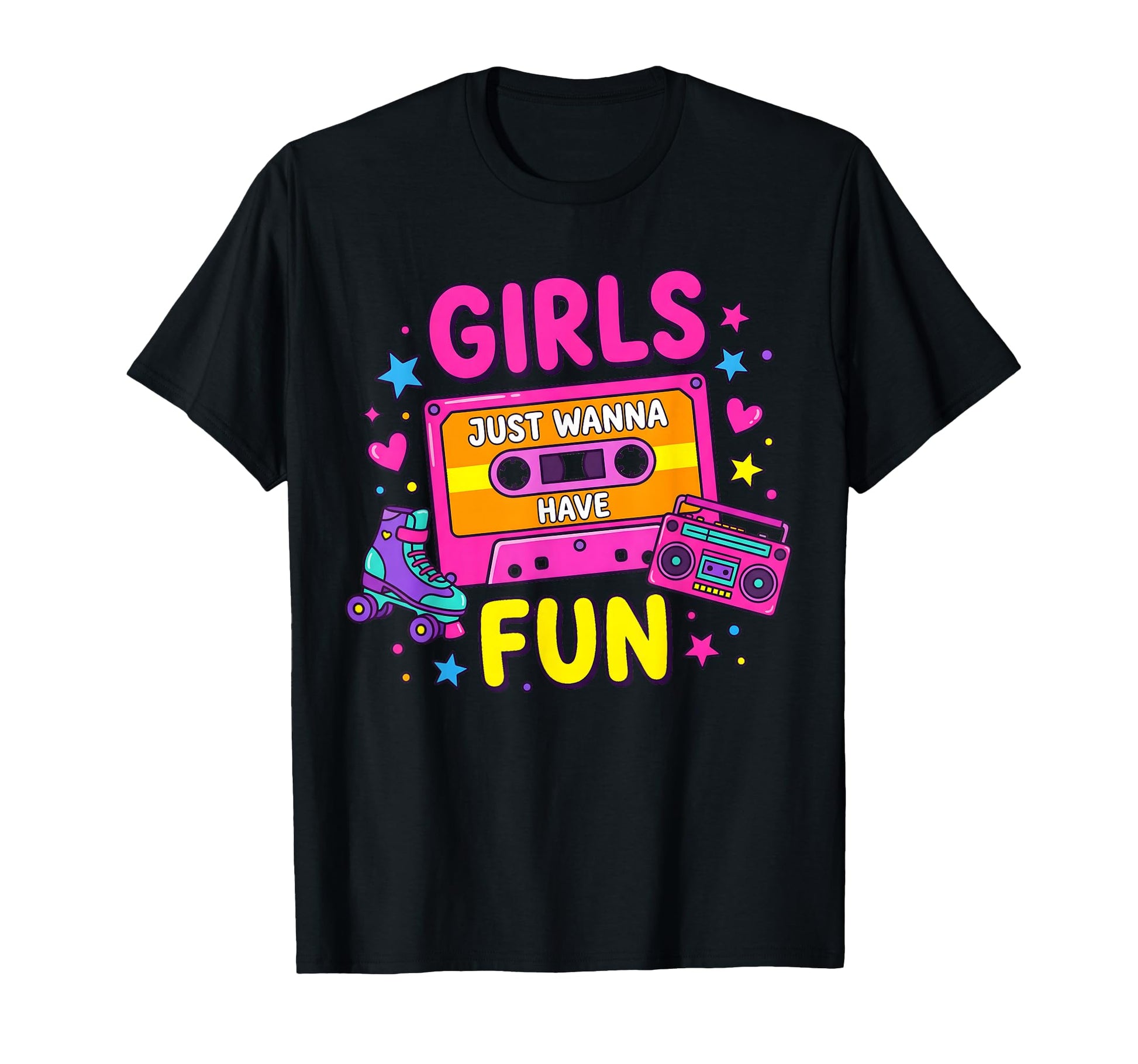 Cassette And Roller Skate Just Wanna T-Shirt - Casual Everyday Wear Unisex - T-Shirt, Sweatshirt, Hoodie