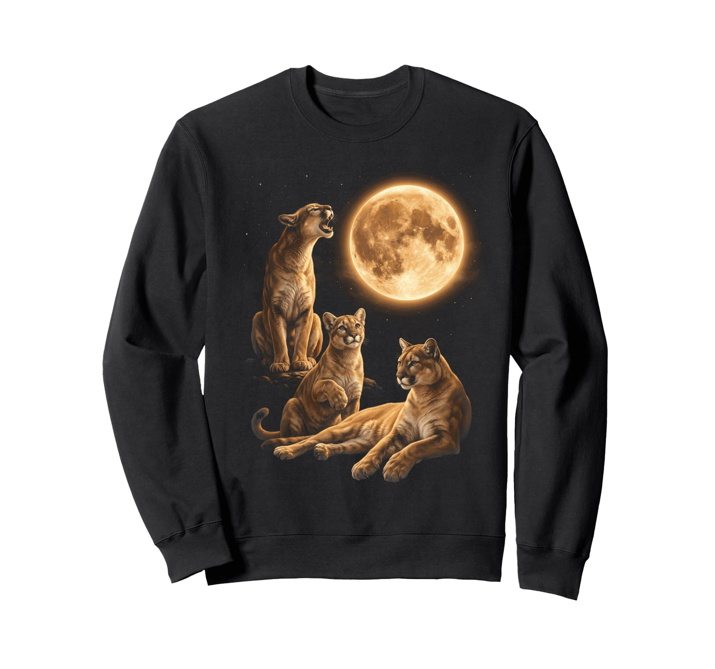 Cougar Mountain Lion Moon Howling Sweatshirt - Novelty Apparel Men Women - T-Shirt, Sweatshirt, Hoodie
