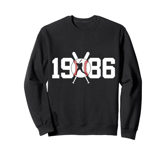 1986 Baseball 40Th Birthday Sweatshirt - Graphic Print for Adults - T-Shirt, Sweatshirt, Hoodie