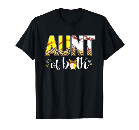Aunt Both Leopard Baseball Softball Aunt T-Shirt - Graphic Print for Adults - T-Shirt, Sweatshirt, Hoodie
