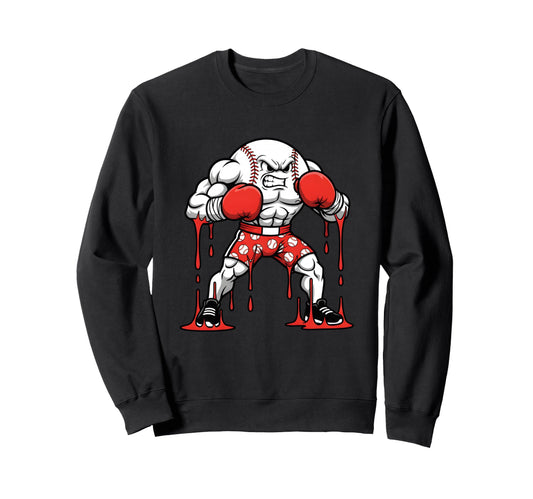 Angry Baseball Boxer Fighter Sports Sweatshirt - Minimalist Print Men Women - T-Shirt, Sweatshirt, Hoodie