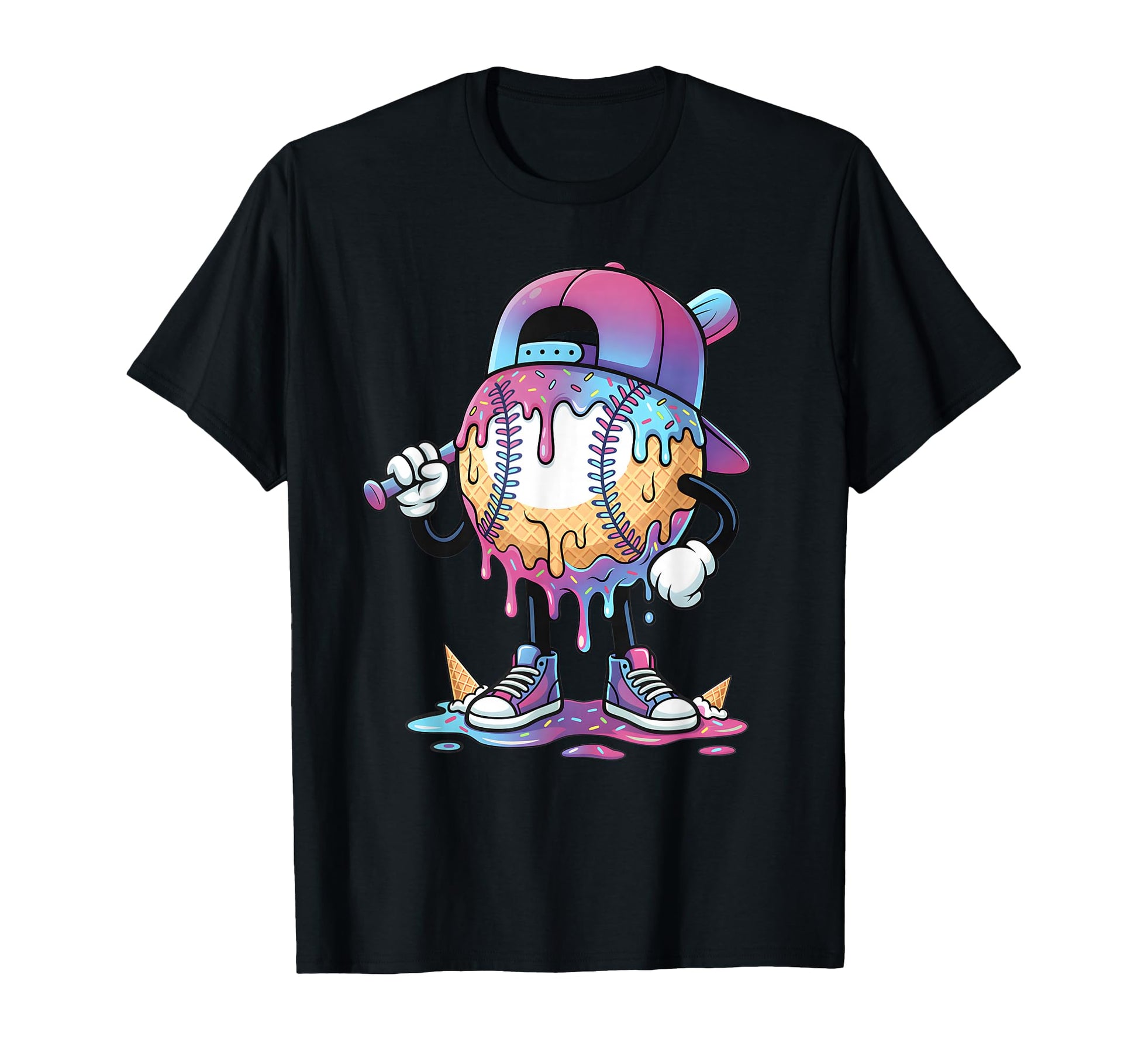 Baseball Drip Ice Cream Drip Baseball T-Shirt - Streetwear Style Unisex - T-Shirt, Sweatshirt, Hoodie