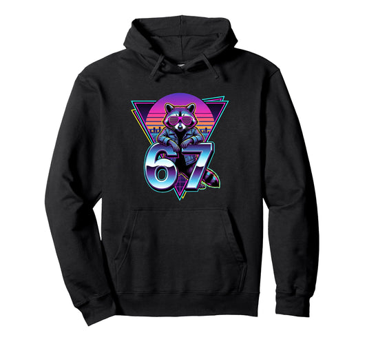 80S Raccoon Synthwave Aesthetic Number Hoodie - Graphic Print for Adults - T-Shirt, Sweatshirt, Hoodie