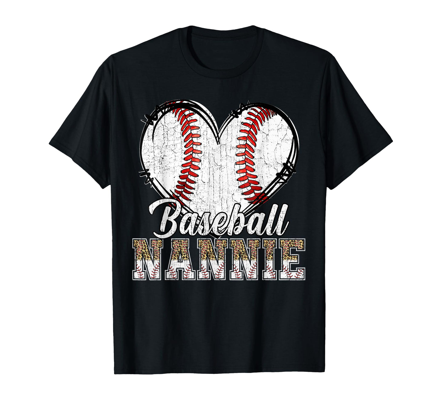 Softball Baseball Nannie Heart T-Shirt - Custom Art Print for Adults - T-Shirt, Sweatshirt, Hoodie