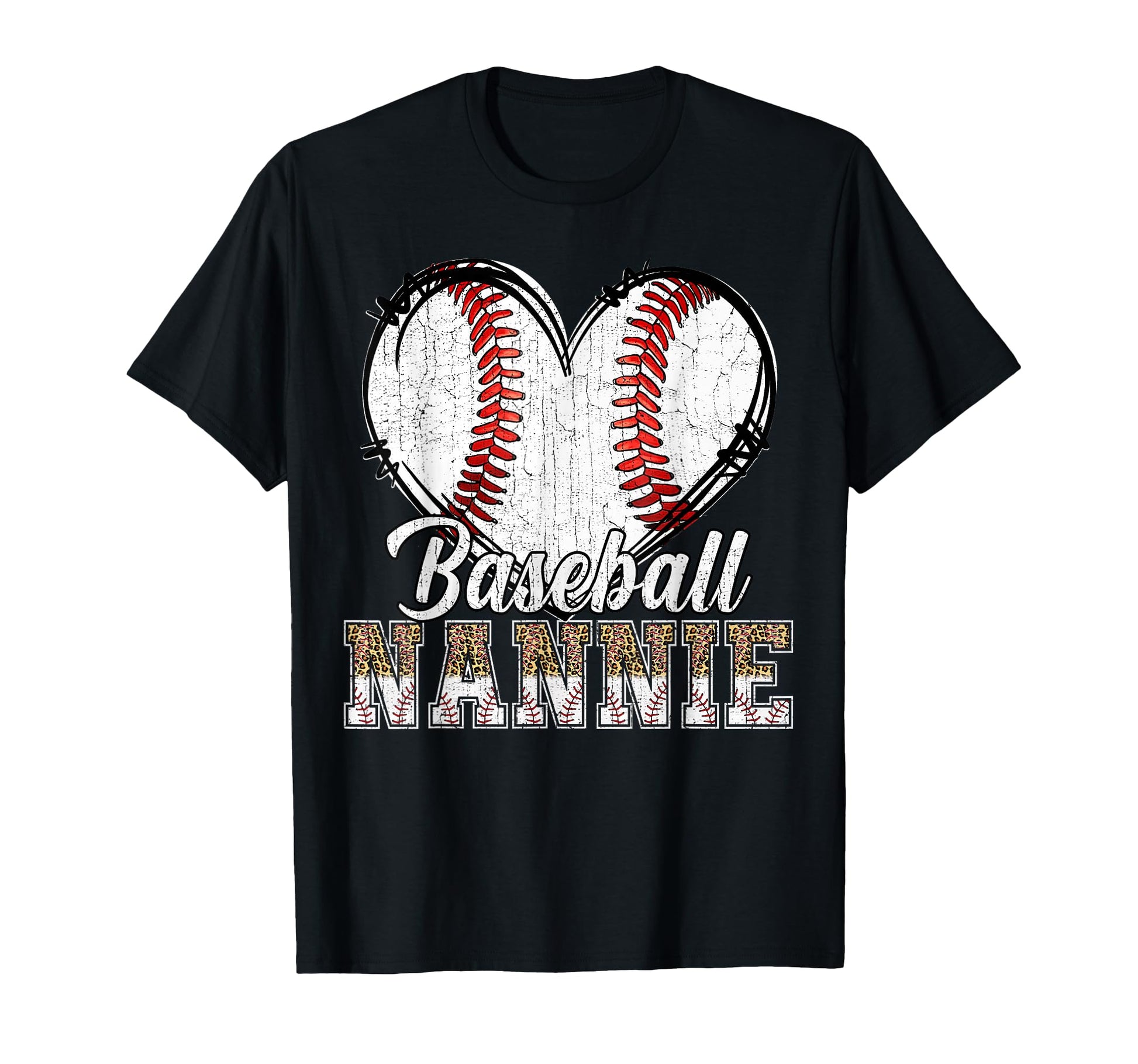 Softball Baseball Nannie Heart T-Shirt - Custom Art Print for Adults - T-Shirt, Sweatshirt, Hoodie