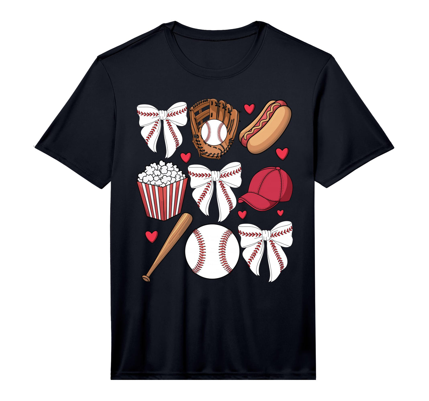 Baseball Coquette Bow Baseball Cheer T-Shirt - Streetwear Style for Adults - T-Shirt, Sweatshirt, Hoodie