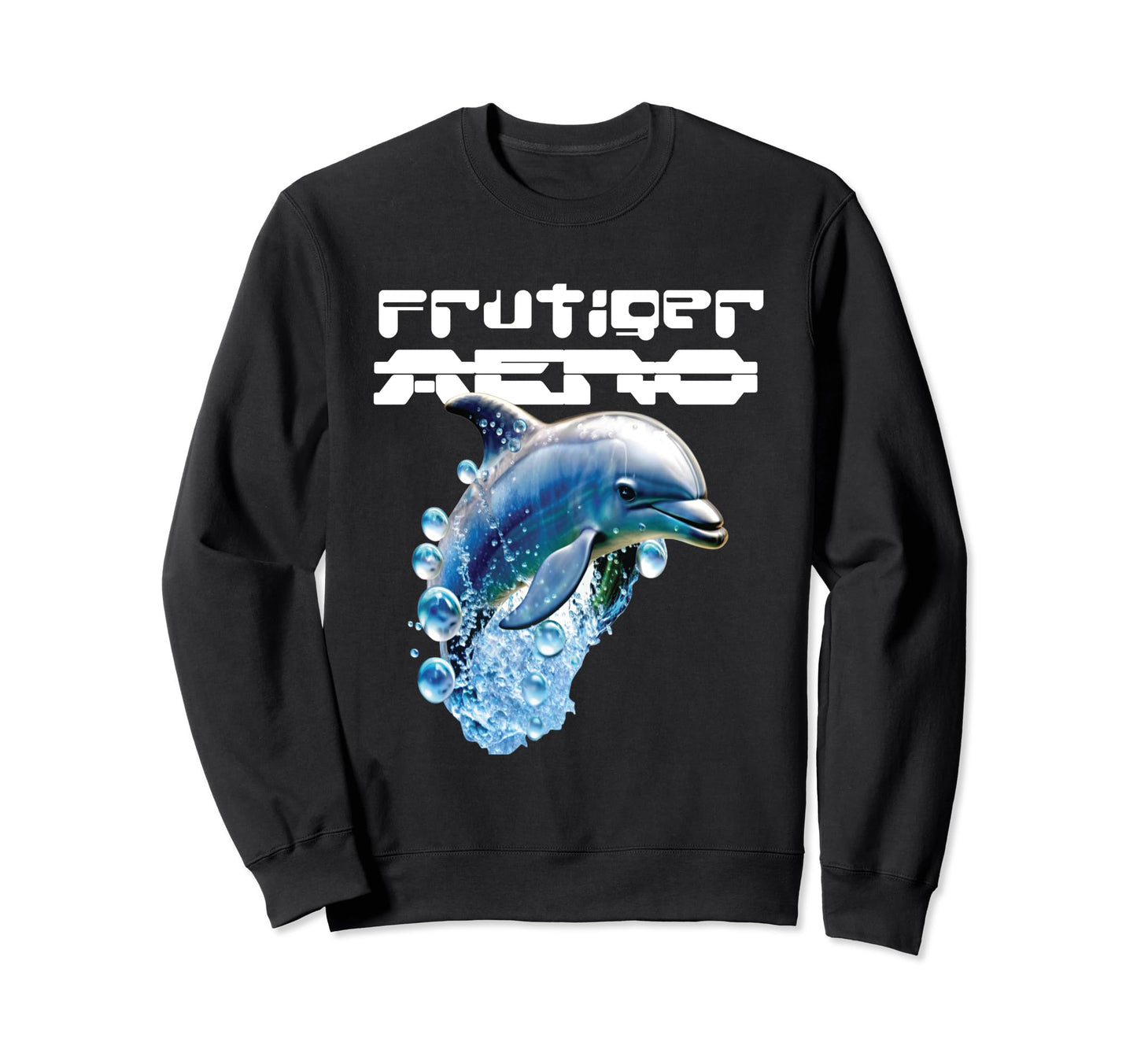 Frutiger Aero Splashy Dolphin Y2K Sweatshirt - Minimalist Print for Adults - T-Shirt, Sweatshirt, Hoodie