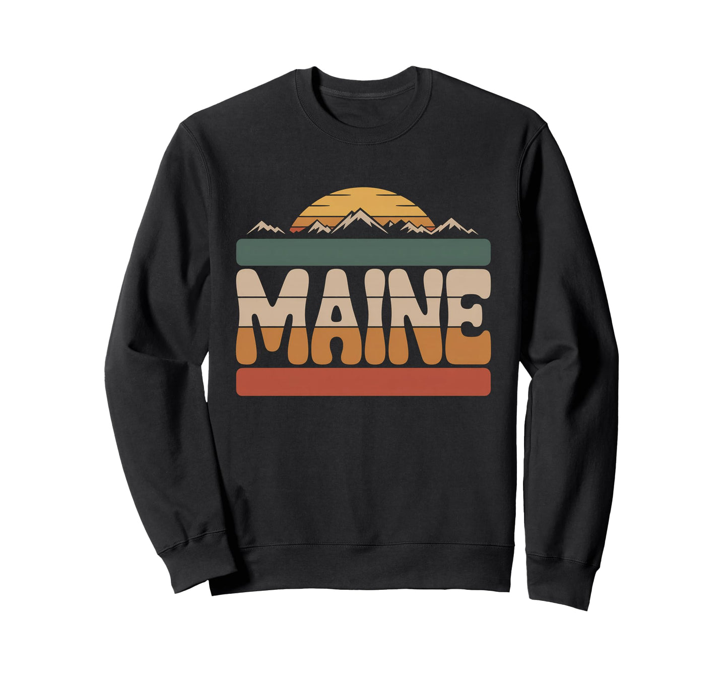 Maine Mountain Sunset 70S State Sweatshirt - Custom Art Print for Adults - T-Shirt, Sweatshirt, Hoodie
