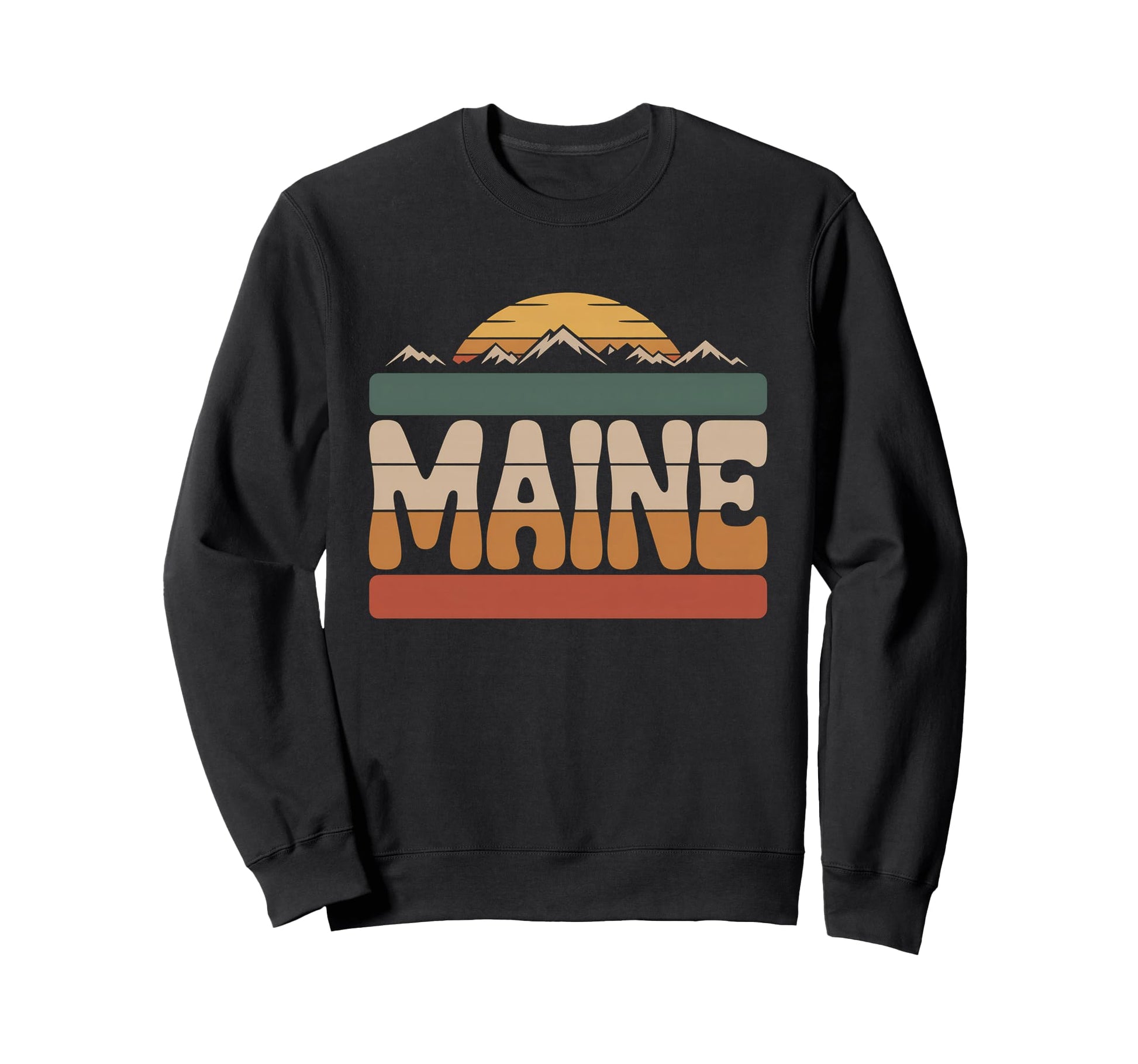 Maine Mountain Sunset 70S State Sweatshirt - Custom Art Print for Adults - T-Shirt, Sweatshirt, Hoodie