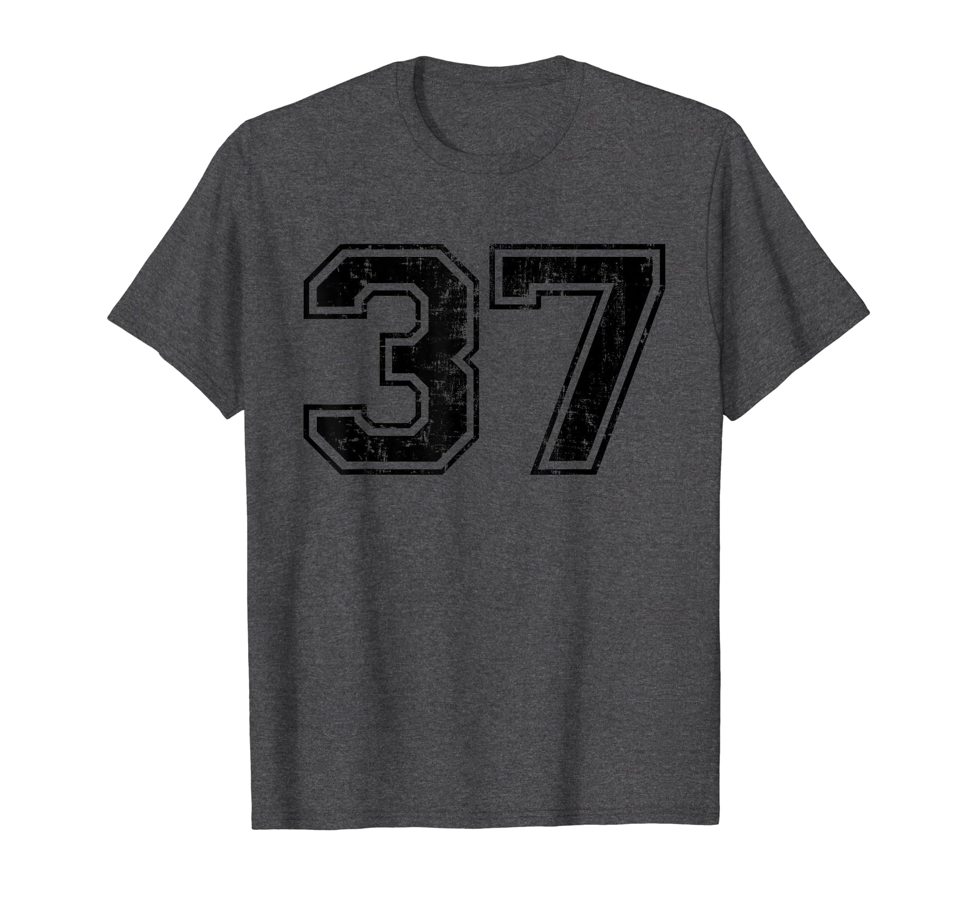 Number 37 Varsity Distressed Sport T-Shirt - Fun Novelty Design for Adults - T-Shirt, Sweatshirt, Hoodie