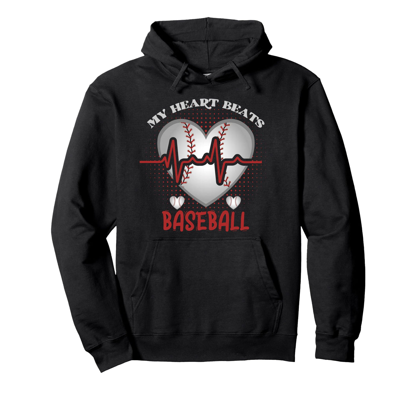 My Heart Beats Baseball Hoodie - Trendy Graphic Unisex - T-Shirt, Sweatshirt, Hoodie