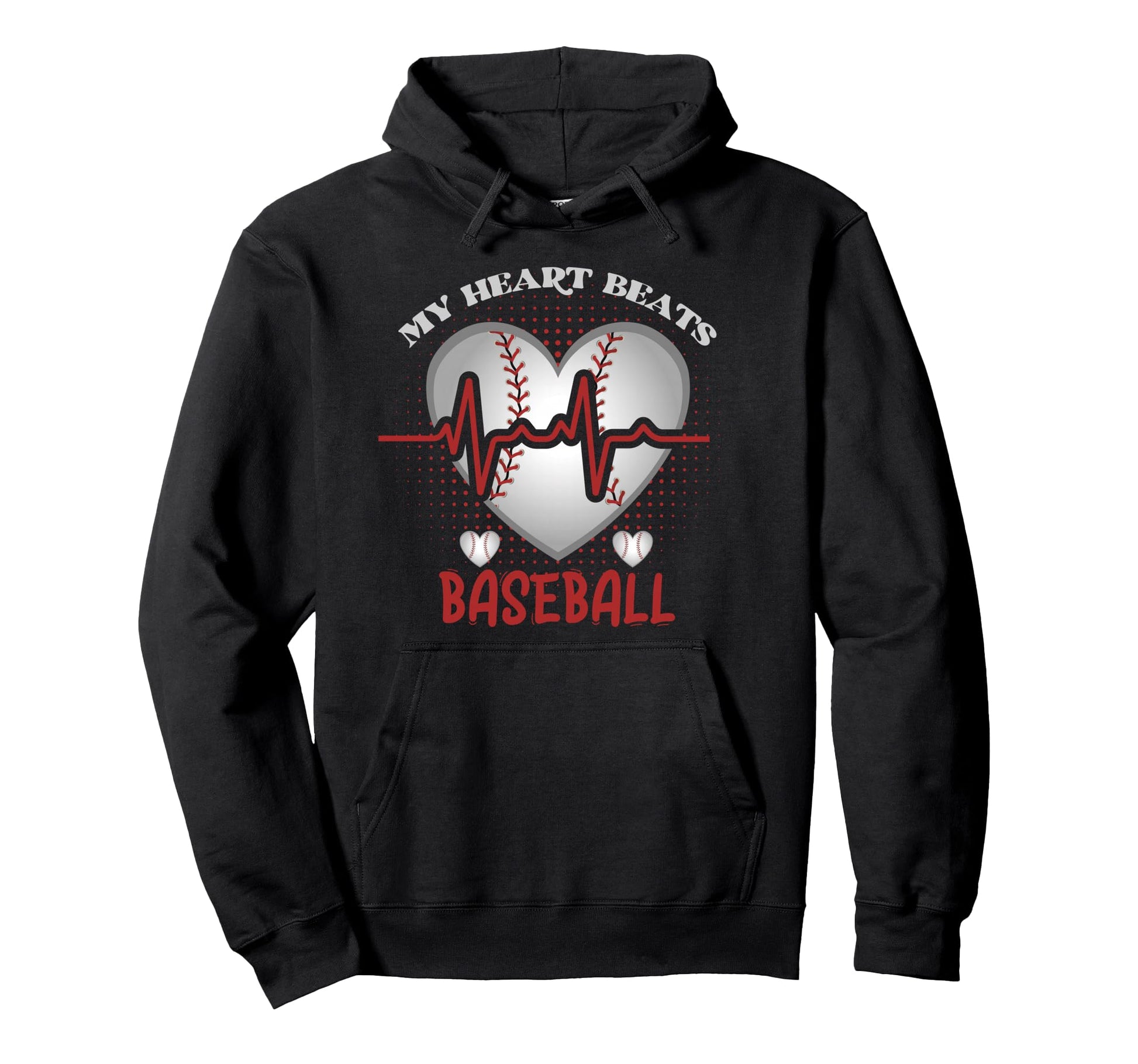 My Heart Beats Baseball Hoodie - Trendy Graphic Unisex - T-Shirt, Sweatshirt, Hoodie