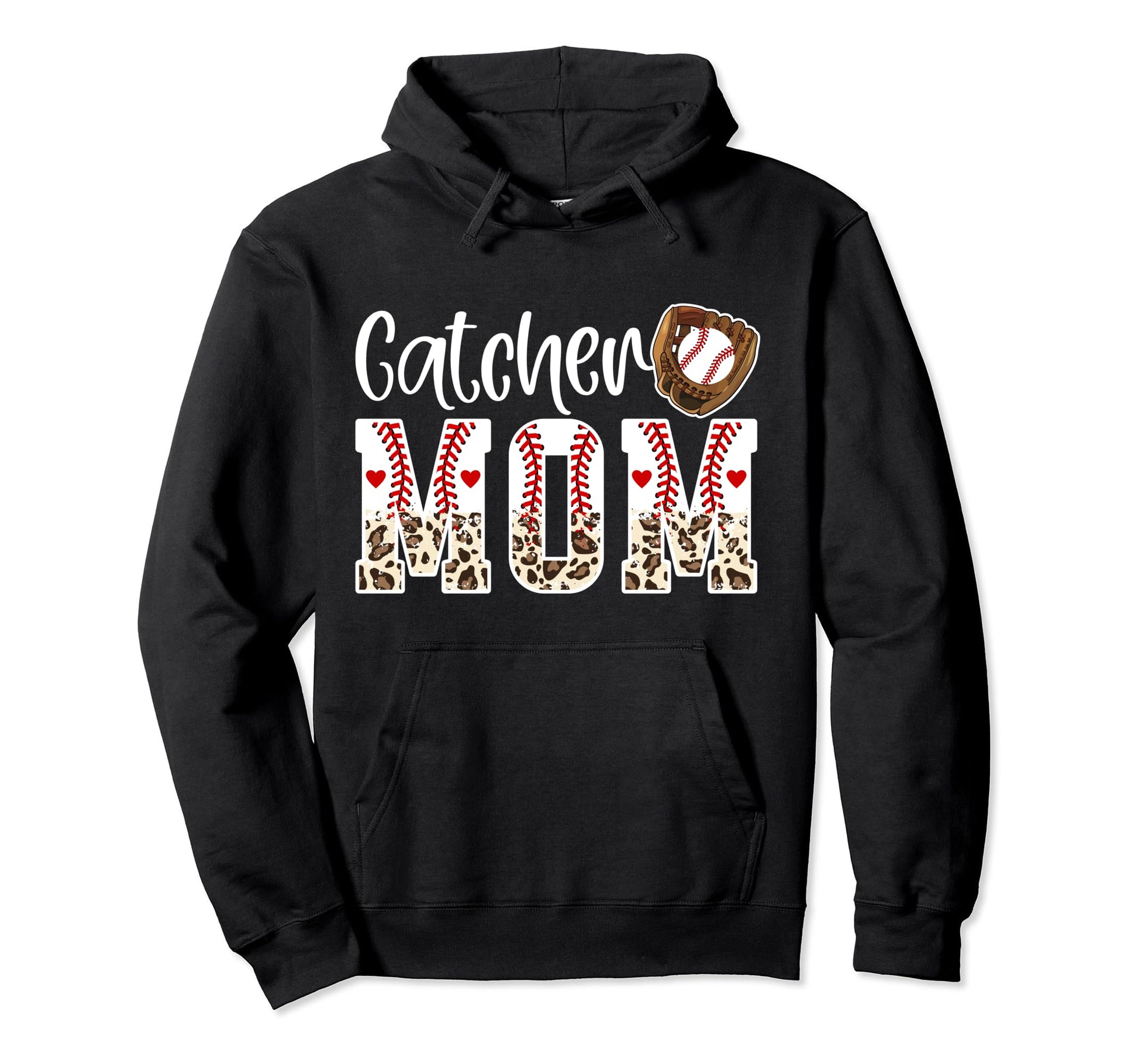Baseball Catcher Mom Leopard Mom Hoodie - Aesthetic Graphic Men Women - T-Shirt, Sweatshirt, Hoodie