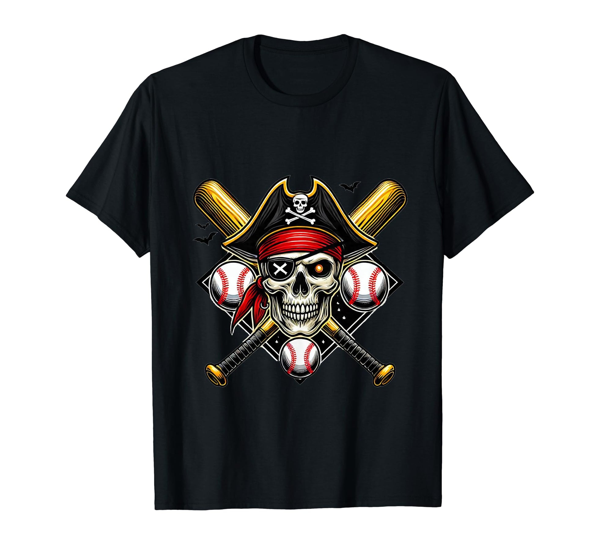 Pirate Baseball Skull Game Day T-Shirt - Fun Novelty Design for Adults - T-Shirt, Sweatshirt, Hoodie