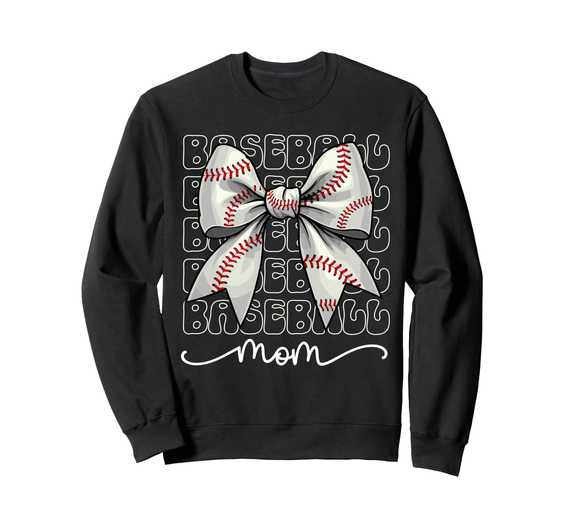 Baseball Mom Coquette Bow Baseball Sweatshirt - Minimalist Print Unisex - T-Shirt, Sweatshirt, Hoodie