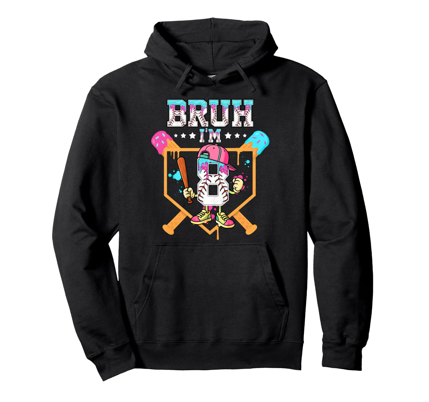 Baseball Drip 8 Year Old Ice Cream Drip Hoodie - Novelty Apparel Men Women - T-Shirt, Sweatshirt, Hoodie