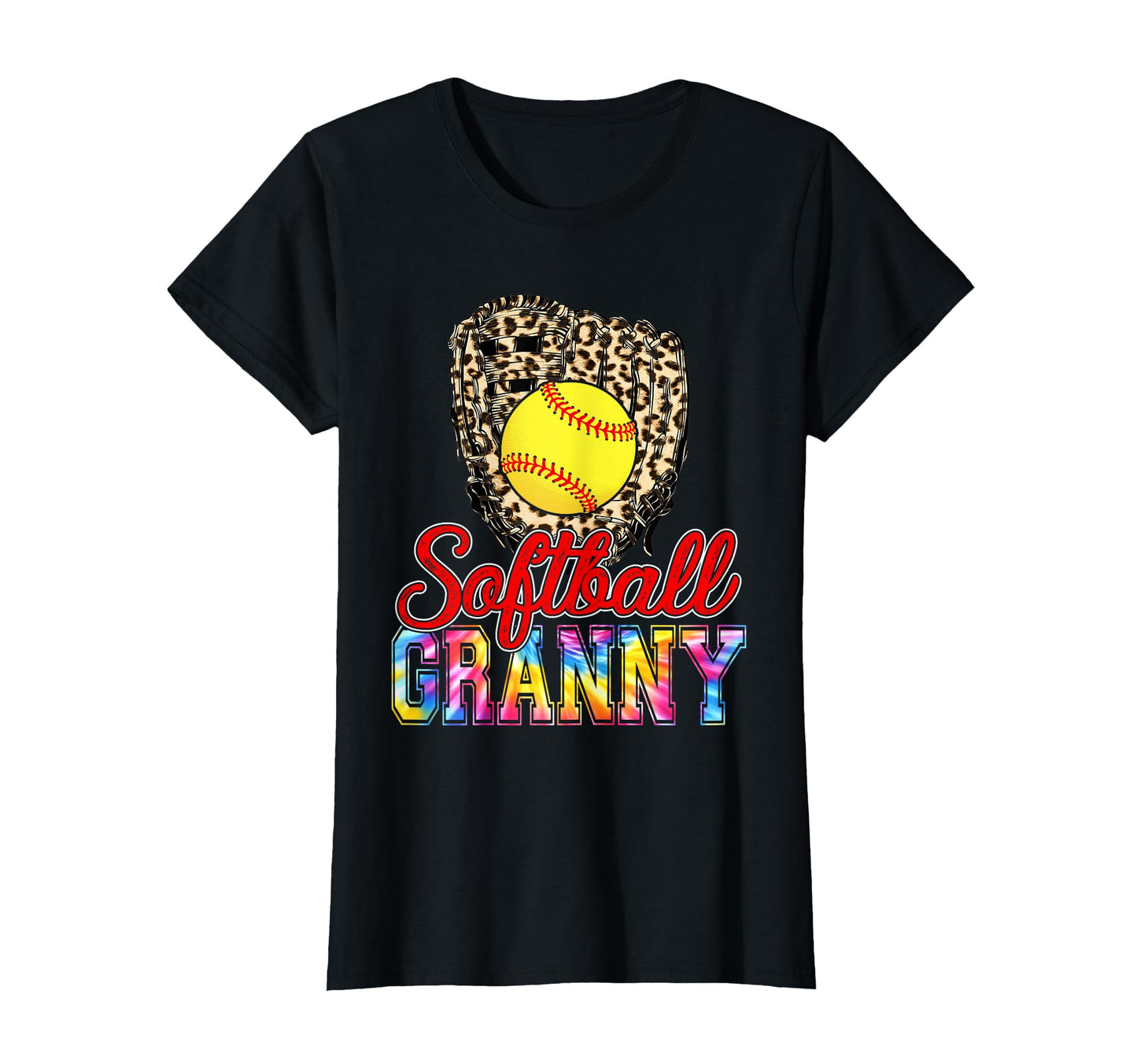 Tie Dye Softball Granny Leopard T-Shirt - Trendy Graphic for Adults - T-Shirt, Sweatshirt, Hoodie