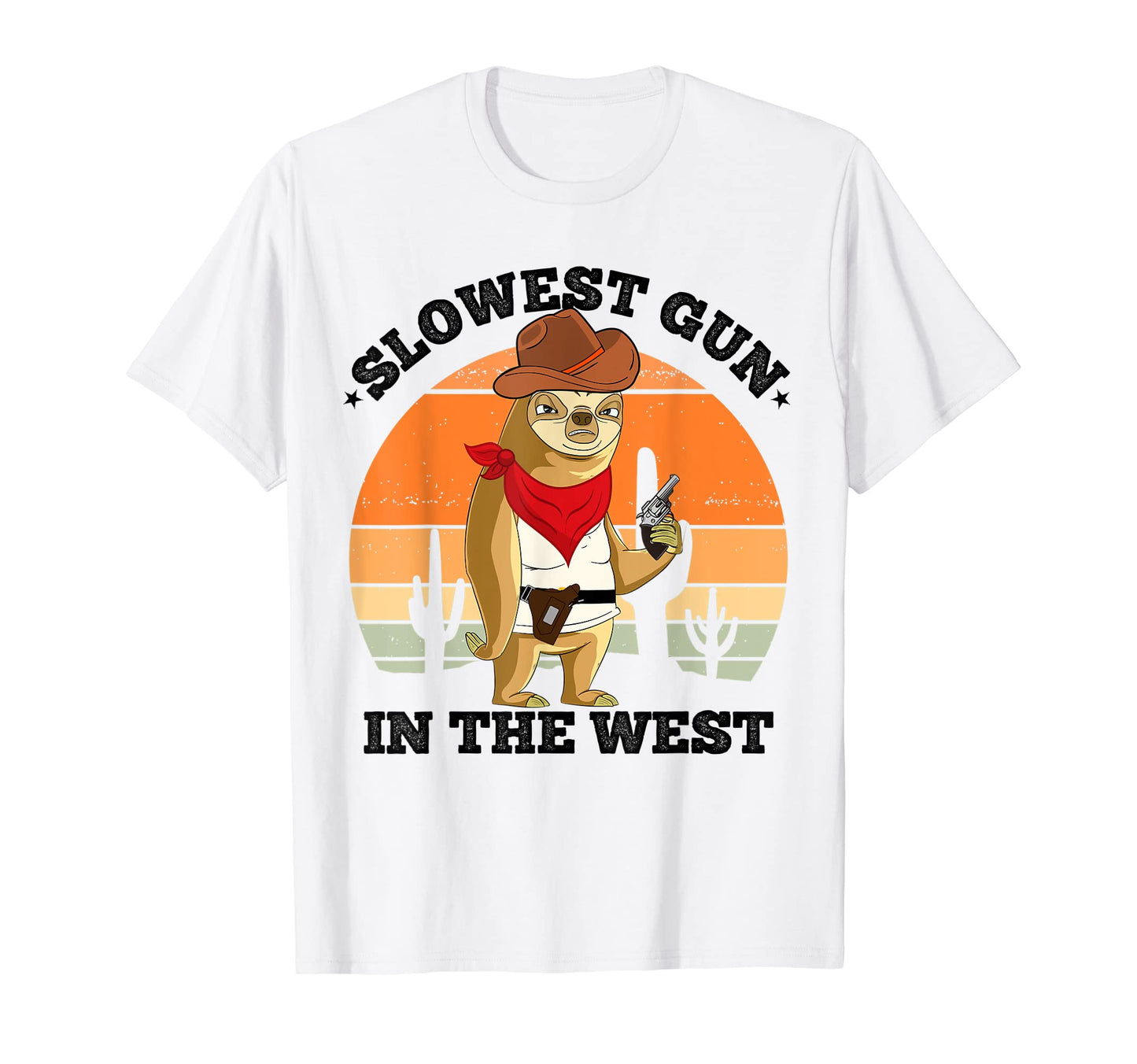 Sloth Cowboy Slowest Gun West Funny Sloth T-Shirt - Minimalist Print Unisex - T-Shirt, Sweatshirt, Hoodie