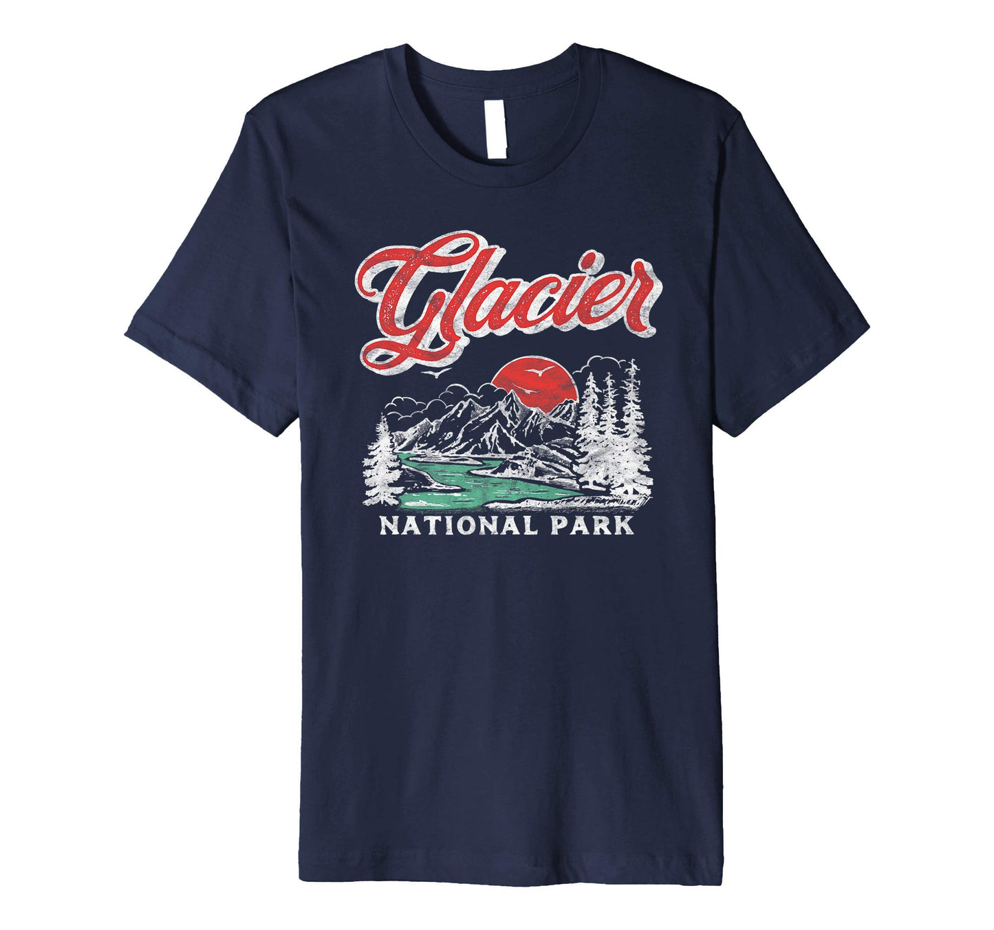 Glacier National Park 80S Mountains T-Shirt - Minimalist Print Unisex - T-Shirt, Sweatshirt, Hoodie
