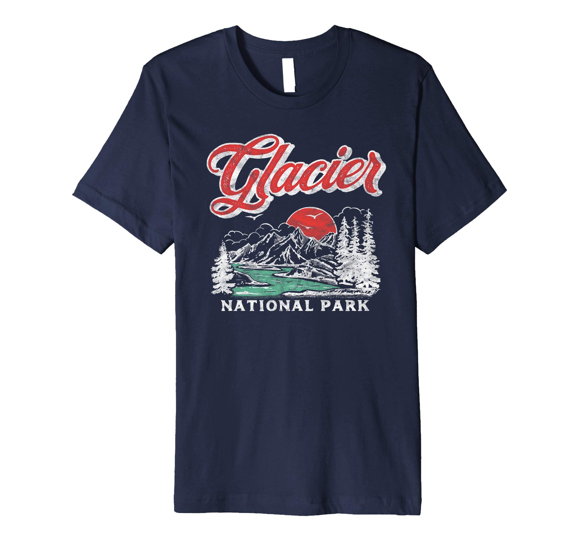 Glacier National Park 80S Mountains T-Shirt - Minimalist Print Unisex - T-Shirt, Sweatshirt, Hoodie