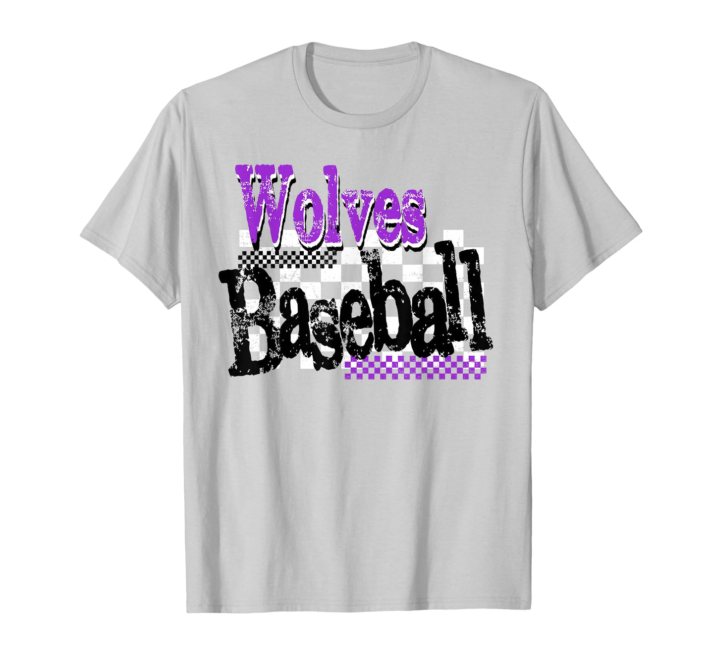 Wolves Checkered Baseball Mom Game T-Shirt - Novelty Apparel for Adults - T-Shirt, Sweatshirt, Hoodie