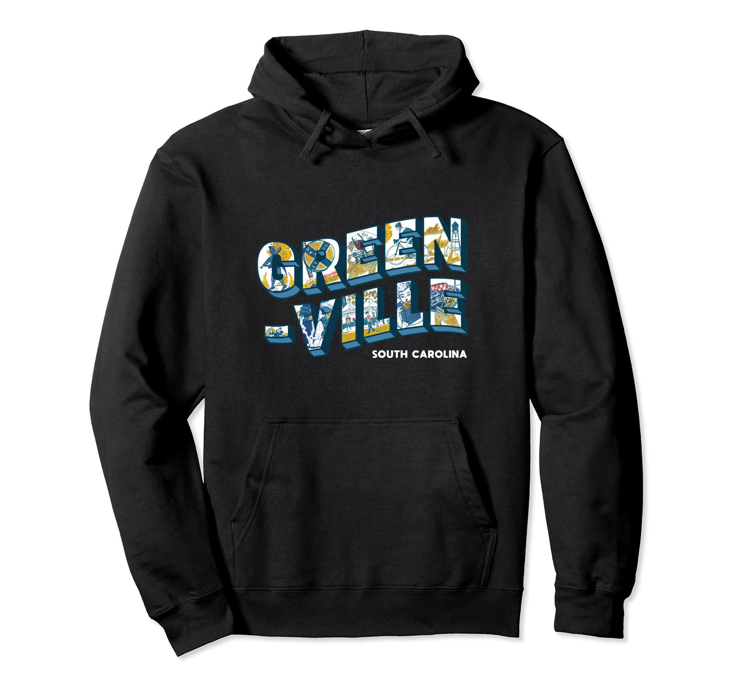 Greenville South Carolina Typography Hoodie - Novelty Apparel Men Women - T-Shirt, Sweatshirt, Hoodie