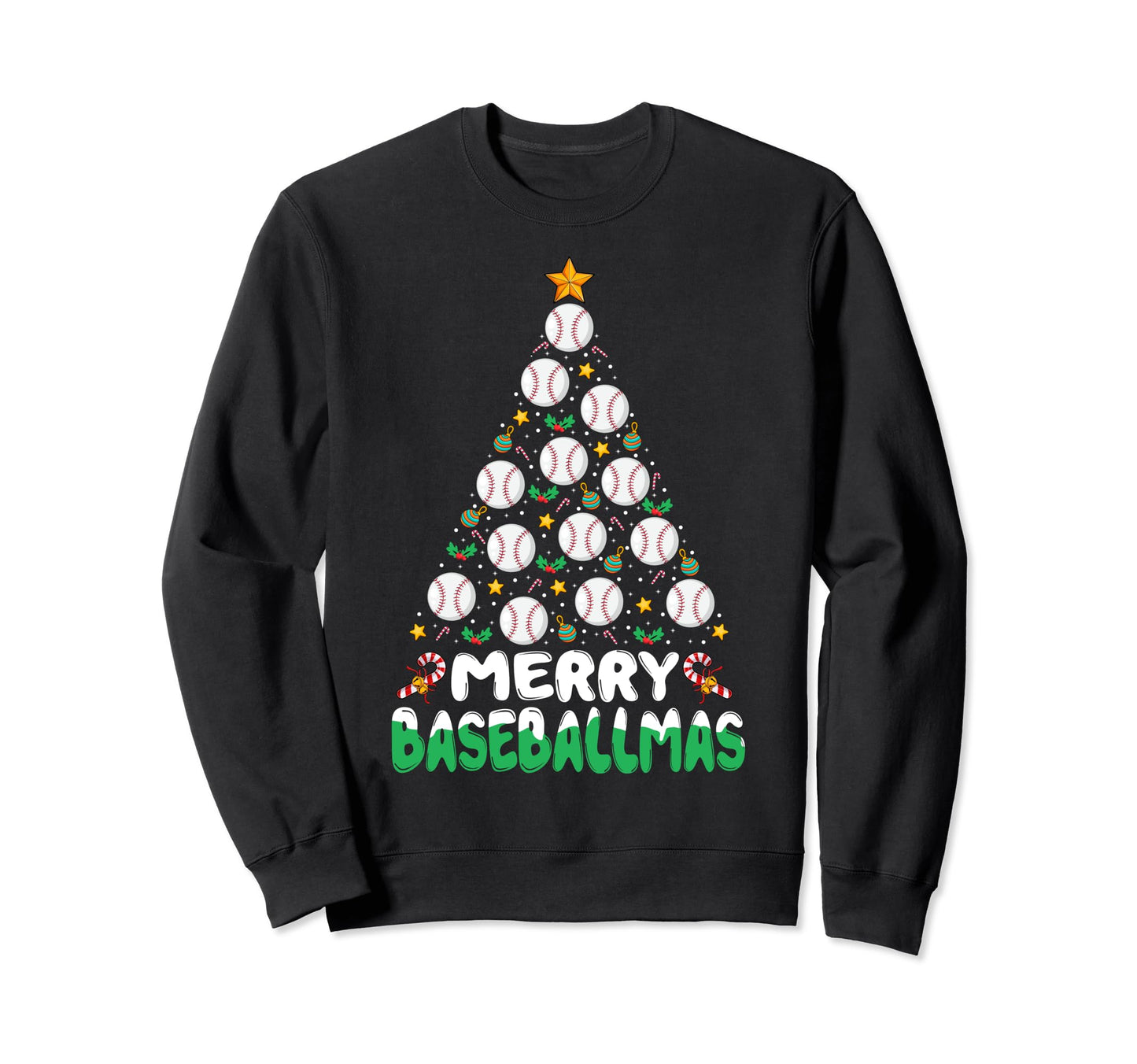 Baseball Merry Baseballmas Tree Sweatshirt - Minimalist Print Unisex - T-Shirt, Sweatshirt, Hoodie